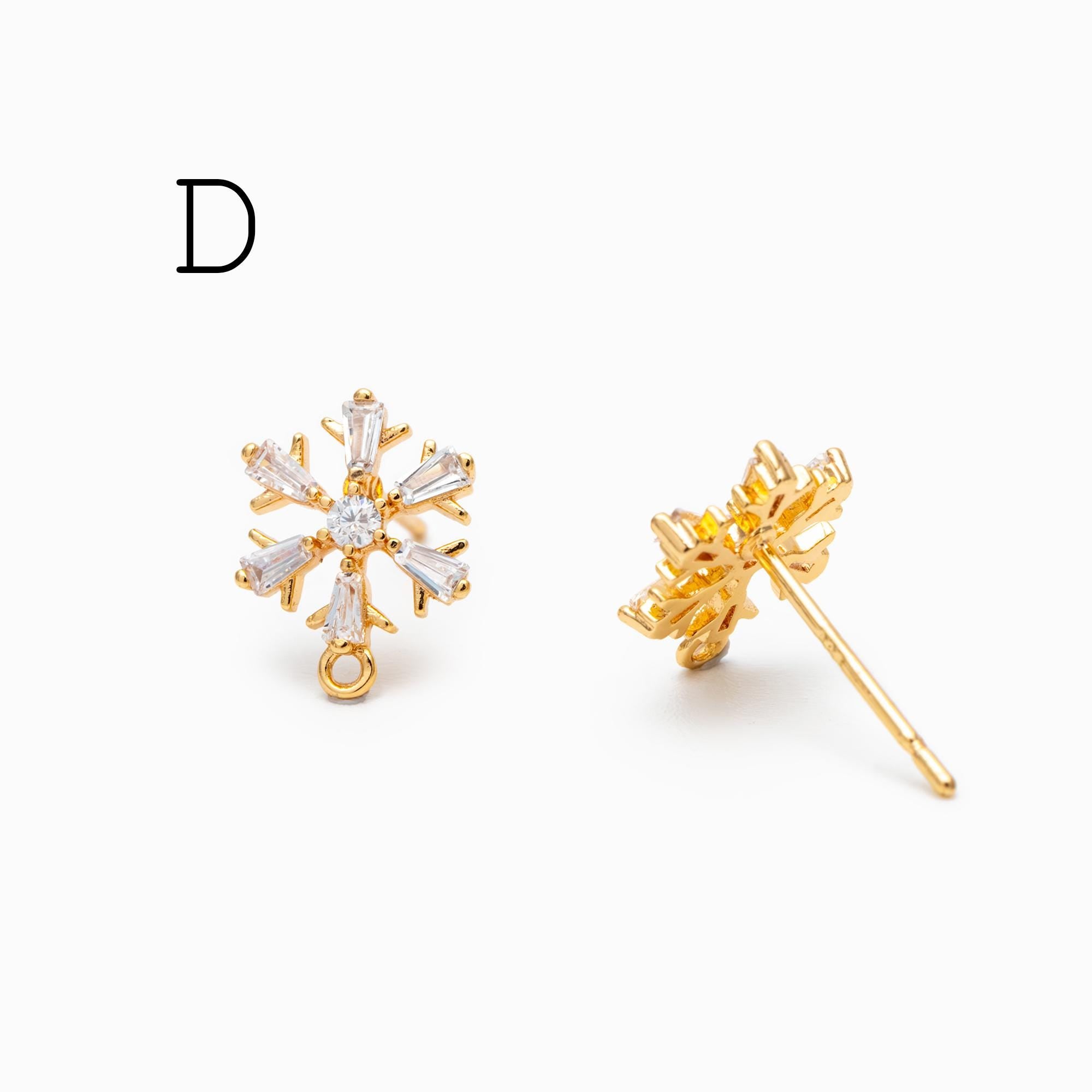 4pcs CZ Pave Gold Dainty Earrings, 18K Gold plated Brass, Earring Findings, Jewelry Making, Diy Material, Jewelry Supplies (GB-310)